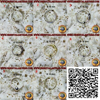 Cerchietto da naso in Argento 925‰   da 10 mm di diametro, vari modelli - Immagine 1 di 4