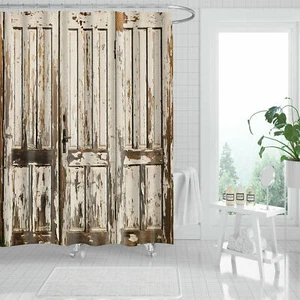 Rustic Shower Curtain Old Vintage Wooden Doors Shower-Curtains for Bathroom - Picture 1 of 6