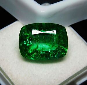 10.00 Ct Natural Emerald Green EMERALD Cushion Shape Certified Loose Gemstone