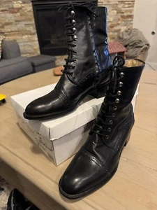 Kenneth Cole Damen 7N schwarz Echtleder Schnürstiefeletten Reißverschluss Kampfstiefeletten - Bild 1 von 6