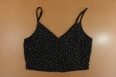 Young & Reckless женщин размер маленький черный бисером V шеи укороченный Майка новый - Изображение 1 из 4