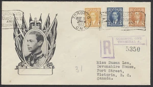 1937 #234-236 4c-8c George VI Mufti FDC Registered Toronto Coronation Flag - Picture 1 of 2