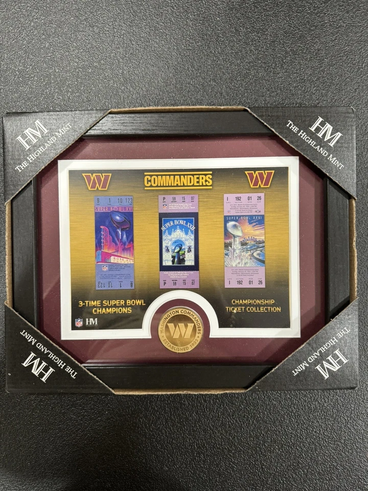 "Colección de boletos del Campeonato de Comandantes de la NFL The Highland Mint 12""x10""" Foto 1 de 1
