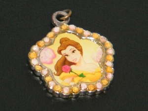 Vintage Disney Beauty & Beast's Belle Pendant / Charm . Silver Tone w/ Stones - Picture 1 of 9