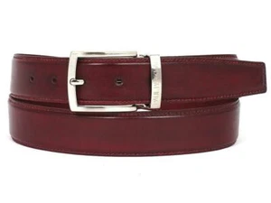 Paul Parkman Mens Belt Leather Calfskin Bordeaux Italian Hand-Painted B01-BRD - Picture 1 of 2