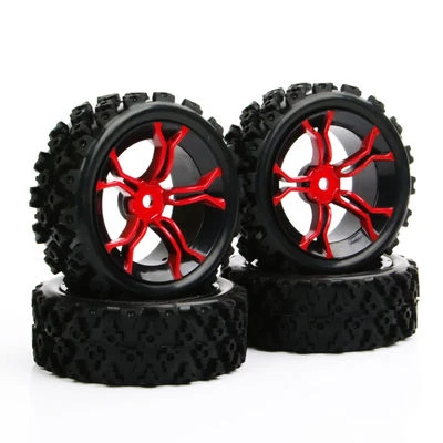 4X RC 1:10 Rubber Rally Tires Wheel 12mm Hex 6mm Offset For HSP HPI Off Road Car - Image 1 of 4