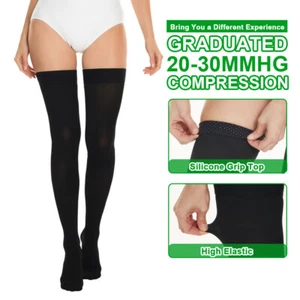 1 Pair Thigh High Compression Socks Medical 20-30 mmHg Stockings for Swelling - Picture 1 of 17