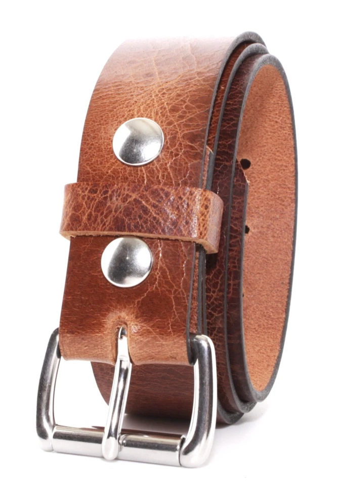 Men's Genuine Buffalo Leather Belts Full Grain Work USA By Amish Handmade 1.5" - Image 1 of 4
