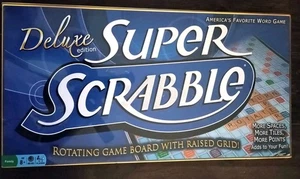 Very Rare" NEW" Blue Super Scrabble Deluxe Edition Rotating Board Raised Grid - Picture 1 of 4