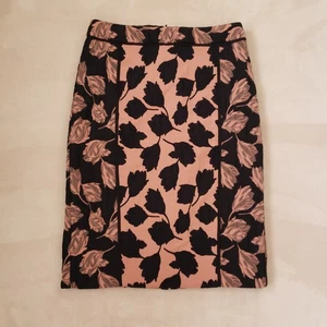 Ann Taylor Pink Black Floral Jacquard Lined Pencil Skirt Womens 0 - Picture 1 of 5