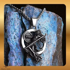 Griechische Göttin Athene Unisex Edelstahl Halskette mit Anhänger - 60 cm Kette - Bild 1 von 12