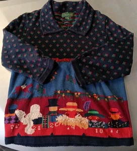 CULLINAME Vintage Pullover Damen M Puffärmel Blumensaum Strick Oberteil Cottagecore - Bild 1 von 6