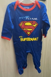 Body Superman Neonato Taglia 0-3 Mesi 1 Pz Piedi Manica Lunga Halloween Bambino - Foto 1 di 7