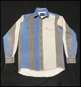 Vintage Wrangler Brushpopper Shirt Mens 15.5x34 Striped X-Long Tails Western - Picture 1 of 15