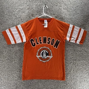 Vintage 80s Clemson Tigers Shirt Mens Medium Orange Logo 7 Raglin Deadstock USA - Picture 1 of 15