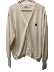 VTG Lacoste Izod Men’s XLCream Cardigan Acrylic Long Sleeve Button Down Made US - Picture 1 of 14