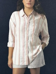 Gap Women's Linen Button Down Top Size M Multi Stripe - Imagen 1 de 4