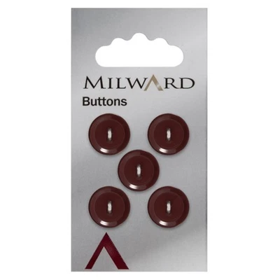 Milward Buttons: Carded: 15mm: 5 Packs of 5: Dark Red: 2-Hole - Image 1 of 2