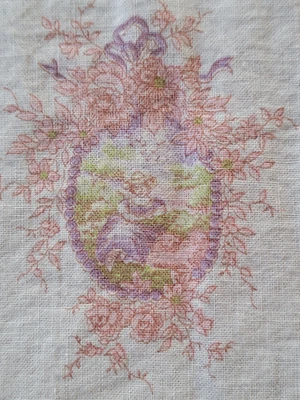 DE COLECCIÓN SACO DE ALIMENTACIÓN COMPLETO-púrpura CAMEO SEÑORA ROSA FLORES TELA DE ALGODÓN FIGURA OVEJA Foto 1 de 4