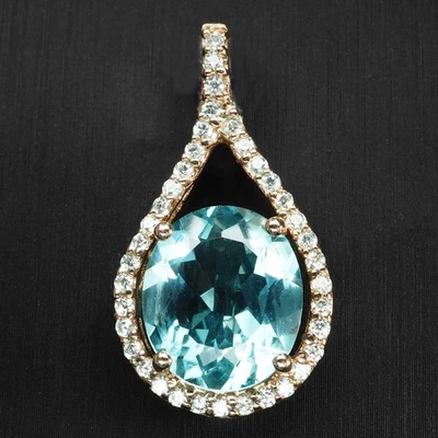 Llamativos colgantes de oro rosa de plata de ley 925 de 6,10 quilates aguamarina azul océano Foto 1 de 4