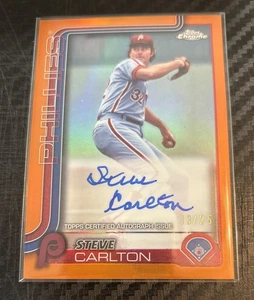 2025 Topps Chrome Orange Refractor /25 CLA-CC Steve Carlton HOF On Card Auto - Picture 1 of 2