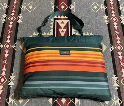 Pendleton Bolsa de Transporte Exterior Embalable Manta 60x72 Verde Naranja Rayas BOHO T46 Foto 1 de 4