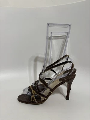 Vtg Christian Dior by John Galliano Brown Zipper Sandal Heels 36 - Image 1 of 4