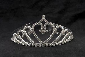 Diadema Corona Strass Argento Accessorio Capelli Serata #1309 - Foto 1 di 1