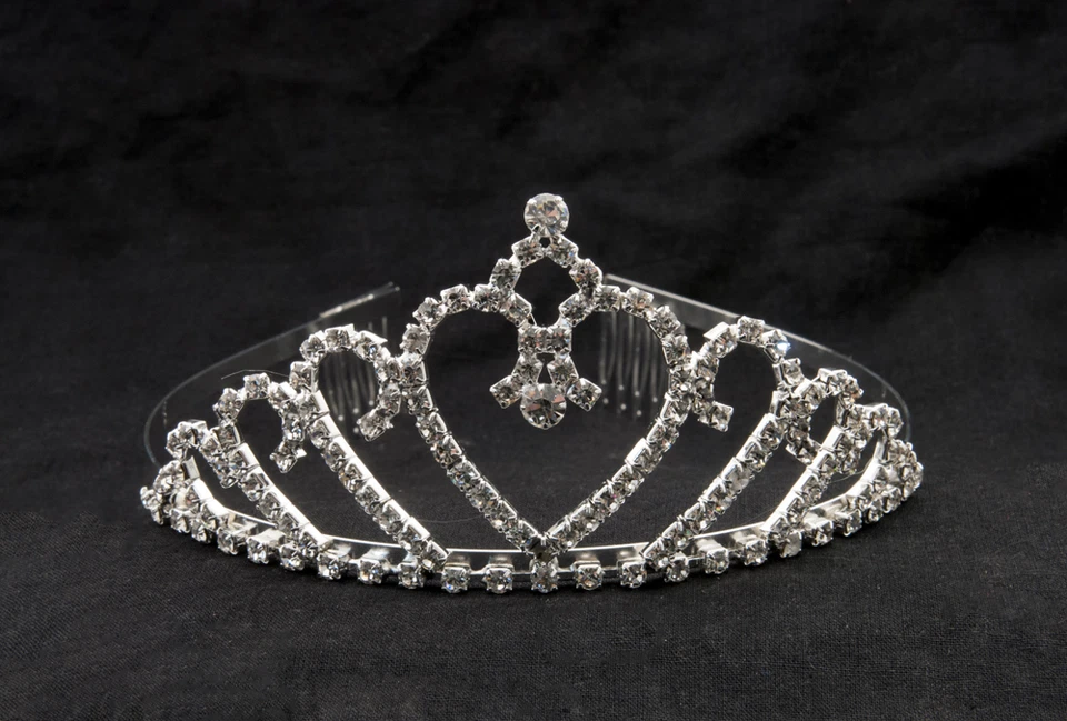 Diadema Corona Strass Argento Accessorio Capelli Serata #1309 - Immagine 1 di 1