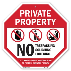 Private Property No Trespassing S Octagon Sign Weather Resistant Made in the USA - Picture 1 of 28