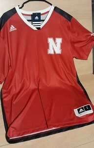 nebraska huskers jersey shirt Sz LARGE Red Adidas - Picture 1 of 5