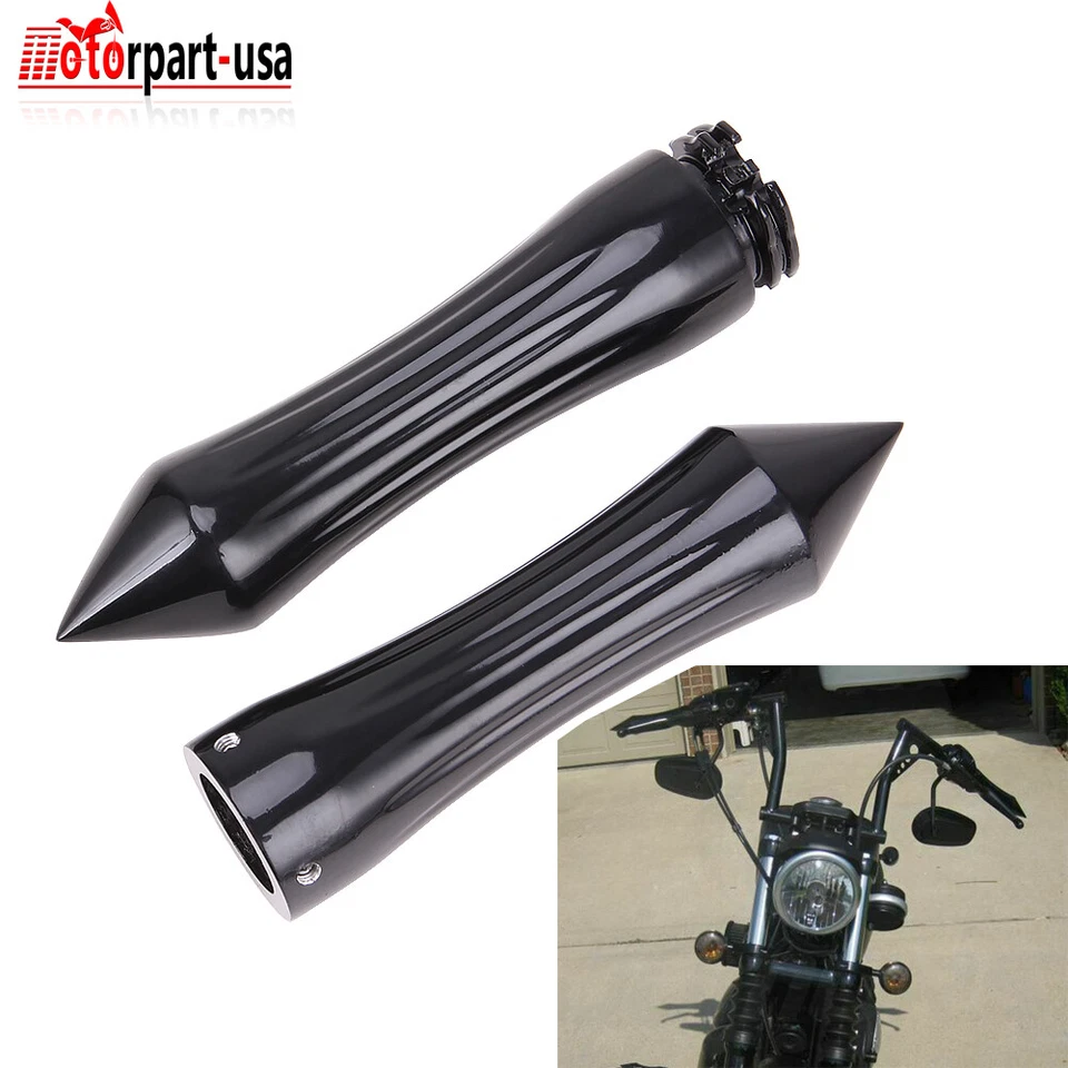 1" Motorcycle Handlebar Spike Hand Grips For Harley Honda Yamaha Suzuki Custom - Image 1 of 4