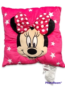 Minnie Mouse Pillow Pink Disney Polka Dot Bow Pink Travel Girl Plush Soft Decor - Picture 1 of 4