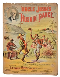 Partituras de baile de 1898 Uncle Josh's Huskin Denman Thompson arte vintage - Imagen 1 de 15