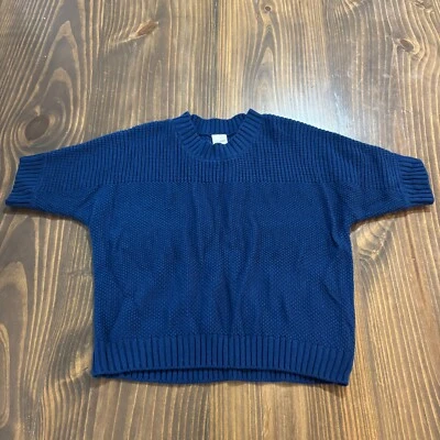 BLAIR Womens Knit Sweater Large Navy Blue Short Sleeve Pullover Cotton Blend - Image 1 of 4