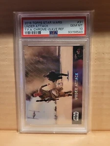 2016 Topps Star Wars The Force Awakens Chrome Wave Refractor UNDER ATTACK PSA 10 - Picture 1 of 2
