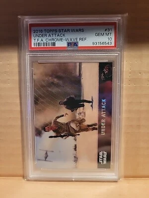 2016 Topps Star Wars The Force Awakens Chrome Wave Refractor UNDER ATTACK PSA 10 - Image 1 of 2