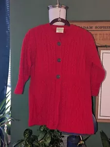 Kilronan Knitwear Merino Wool Empire Waist 3/4 Sleeve Cardigan RED Ladies Medium - Picture 1 of 9