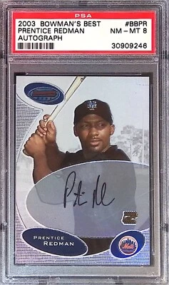2003 Bowman's Best PRENTICE REDMAN New York Mets Auto RC Rookie Card PSA 8 - Image 1 of 2