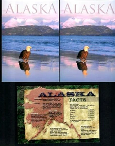 E32 3pcs  2 Alaskan Bald Eagle, 1 Alaska Facts daylight Vastness Volcanoes - Picture 1 of 2