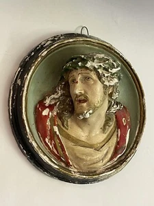 Jesus Relief Bild Hausaltar alte sakrale Kunst Christus Kopf - Bild 1 von 5