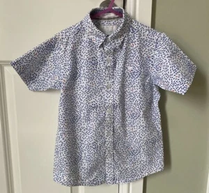 Boys Jasper Conran Shirt Age 6 Years Fish Pattern White Short Sleeve Button Up - Picture 1 of 10