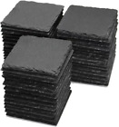 45 Pack 4 X 4 Inch Slate Coasters Slate Coasters Bulk for Engraving Black  ✅✅✅