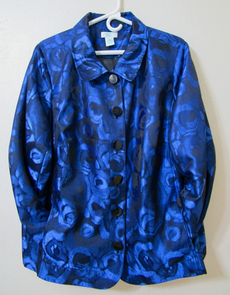 Laura Ashley Woman Party Cocktail Cobalt Blue Light Jacket crop Shrug 3X Plus  - Image 1 of 4