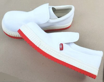 Novo Tênis de Lona Vintage Rocket Dog Sapatos 7/6.5 Slip-on Branco Laranja Divertido - Imagem 1 de 4