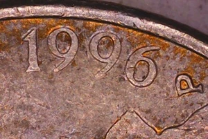 1996 P Jefferson Nickel, Light/Missing Clad Layer Error; US Old Coin Money - Picture 1 of 10