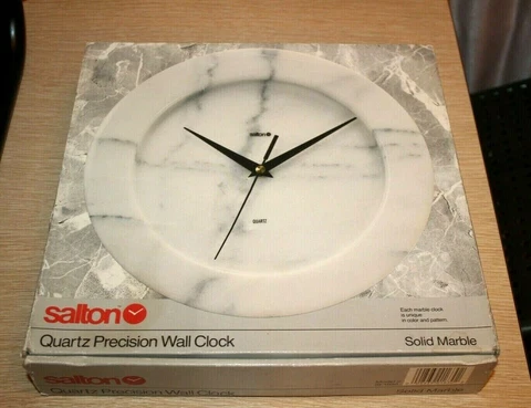 SALTON Solid Marble Quartz Precision Wall Clock # ST-1630 Japan Movement NEW Cover
