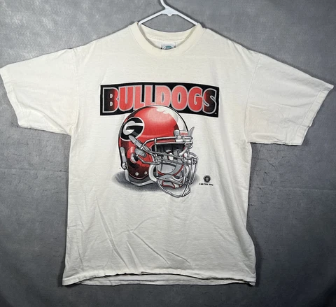 A1 Vintage Georgia Bulldogs XL T-shirt Dawgs Frat Gameday White 2 Sided Cover