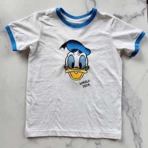 Disney Donald Duck kids unisex small 5-6 retro 70's style white blue textured fu - Picture 1 of 4
