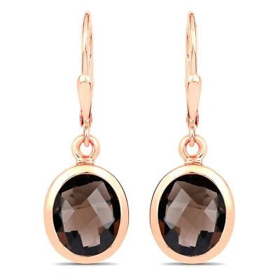 Orecchini pendenti da donna in argento sterling 925/- placcato oro rosso quar... - Immagine 1 di 4